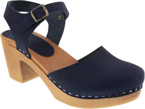 Bjork Margareta Mid-Heel Wooden Swedish Clog Sandals