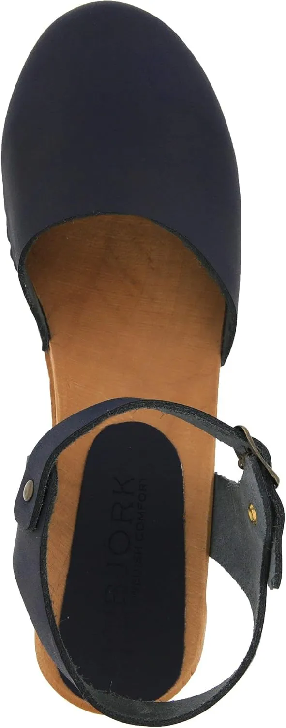 Bjork Margareta Mid-Heel Wooden Swedish Clog Sandals