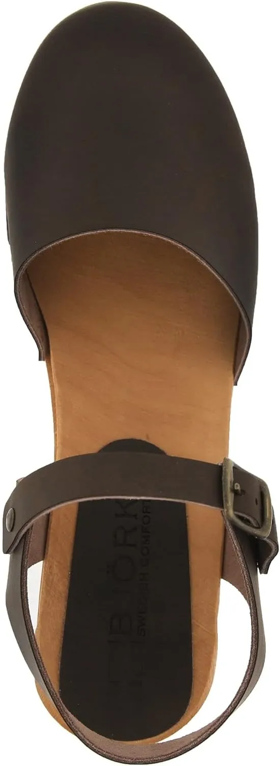 Bjork Margareta Mid-Heel Wooden Swedish Clog Sandals