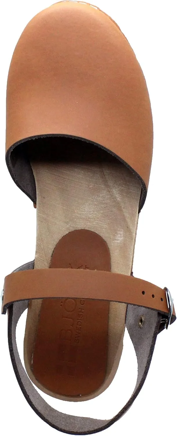 Bjork Margareta Mid-Heel Wooden Swedish Clog Sandals