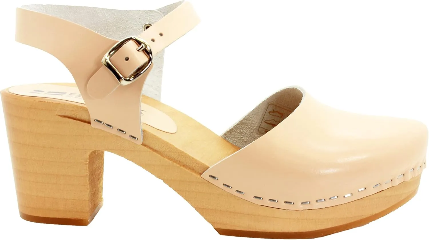 Bjork Margareta Mid-Heel Wooden Swedish Clog Sandals