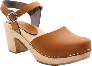 Bjork Margareta Mid-Heel Wooden Swedish Clog Sandals