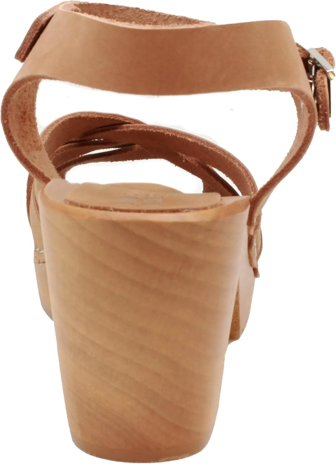 Bjork Women's Mid-Heel Wooden Leather Clog Sandals