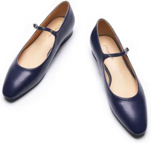 C. Paravano Women's Mary Jane Flats | Round Toe Leather Ballet Flats with Adjustable Strap, Dressy and Casual Shoes for Office,Travel,Bridal & Daily Wear