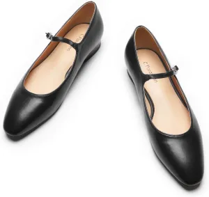 C. Paravano Women's Mary Jane Flats | Round Toe Leather Ballet Flats with Adjustable Strap, Dressy and Casual Shoes for Office,Travel,Bridal, Church,Business Meetings & Daily Wear
