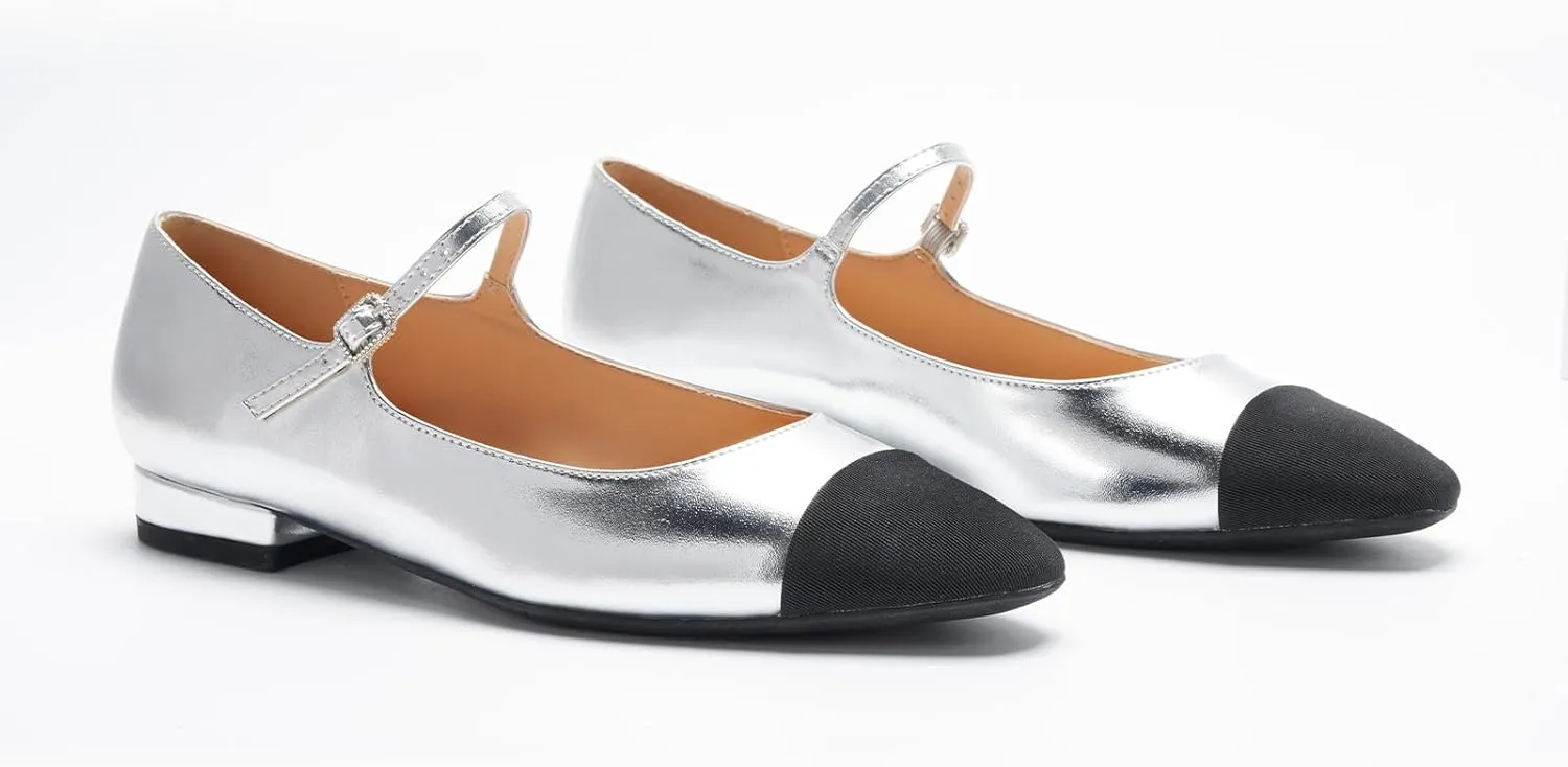 C. Paravano Women's Mary Jane Flats | Round Toe Leather Ballet Flats with Adjustable Strap, Dressy and Casual Shoes for Office,Travel,Bridal, Church,Business Meetings & Daily Wear