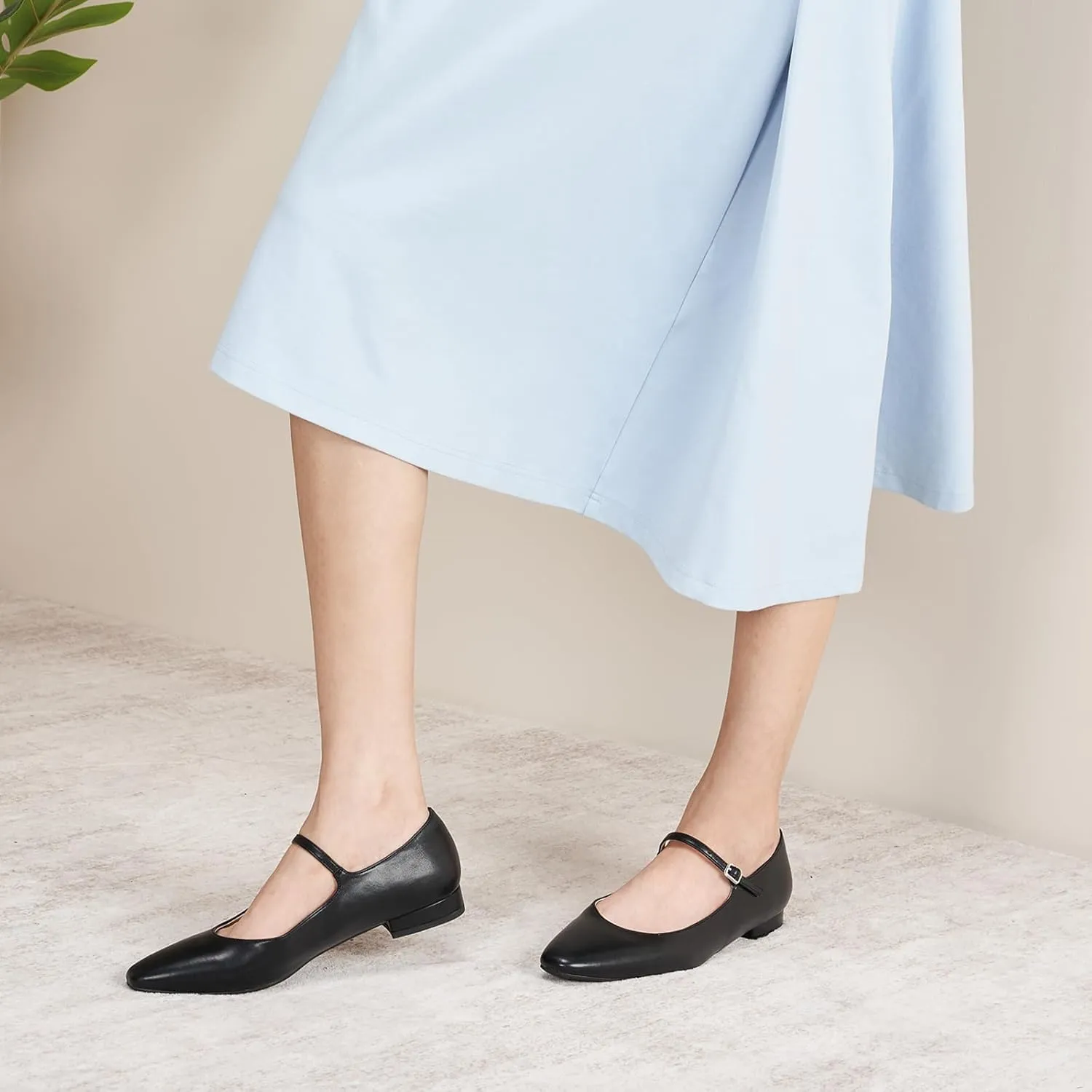 C. Paravano Women's Mary Jane Flats | Round Toe Leather Ballet Flats with Adjustable Strap, Dressy and Casual Shoes for Office,Travel,Bridal, Church,Business Meetings & Daily Wear