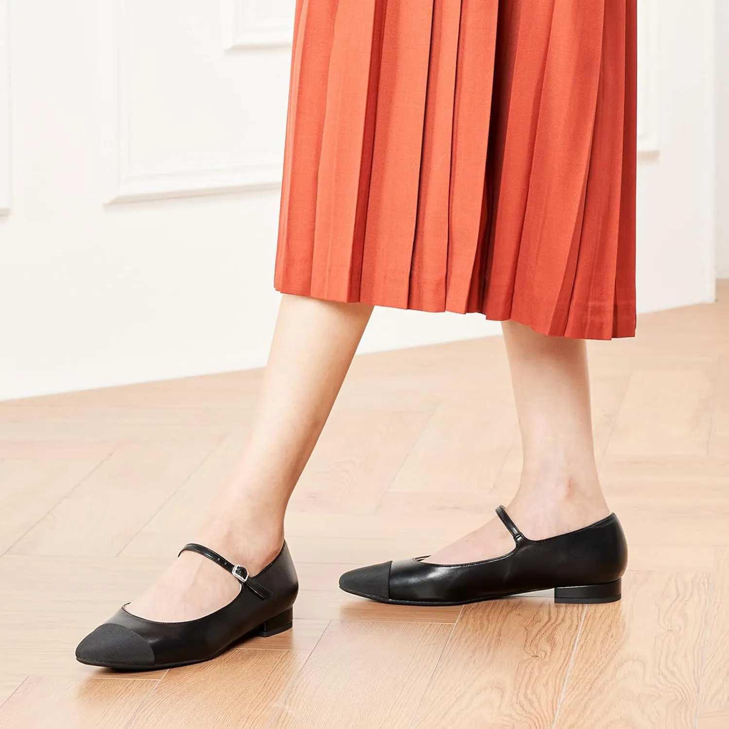C. Paravano Women's Mary Jane Flats | Round Toe Leather Ballet Flats with Adjustable Strap, Dressy and Casual Shoes for Office,Travel,Bridal, Church,Business Meetings & Daily Wear