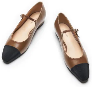 C. Paravano Women's Mary Jane Flats | Round Toe Leather Ballet Flats with Adjustable Strap, Dressy and Casual Shoes for Office,Travel,Bridal, Church,Business Meetings & Daily Wear