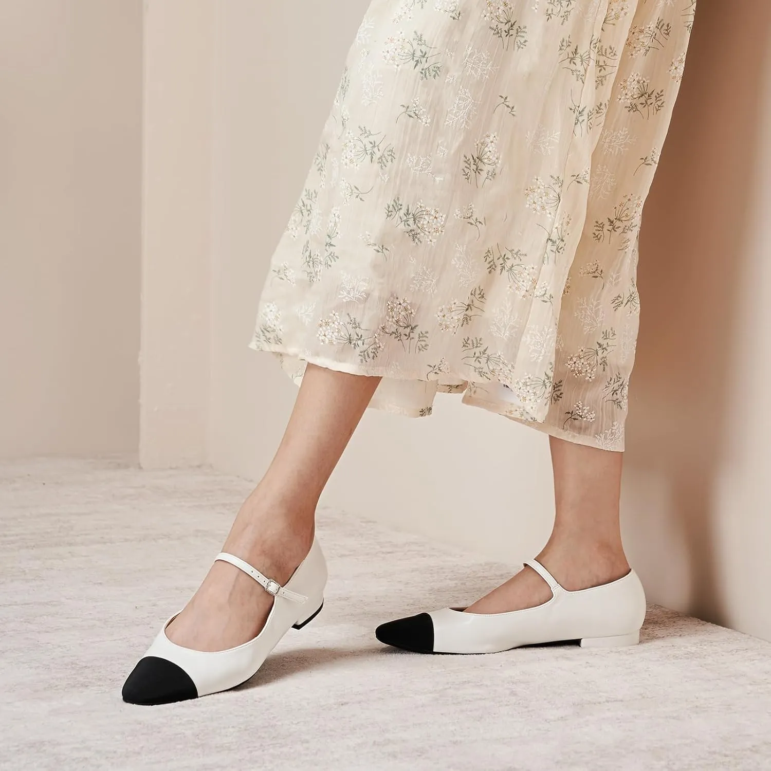C. Paravano Women's Mary Jane Flats | Round Toe Leather Ballet Flats with Adjustable Strap, Dressy and Casual Shoes for Office,Travel,Bridal, Church,Business Meetings & Daily Wear