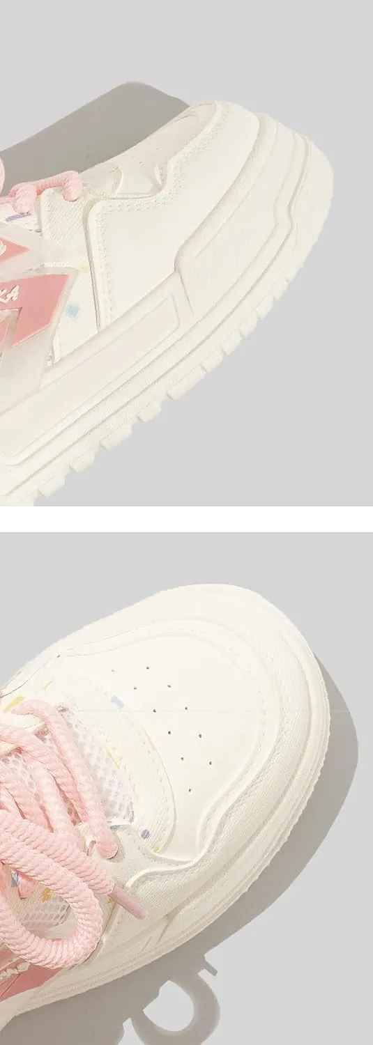 Candy Dopamine Chunky Sneakers for Women & Girls - Y2K Harajuku Kawaii Shoes, Retro Breathable Mesh Trainers with Thick Sole for Back to School, Birthday Gifts, All-Match Minimalist Streetwear Style