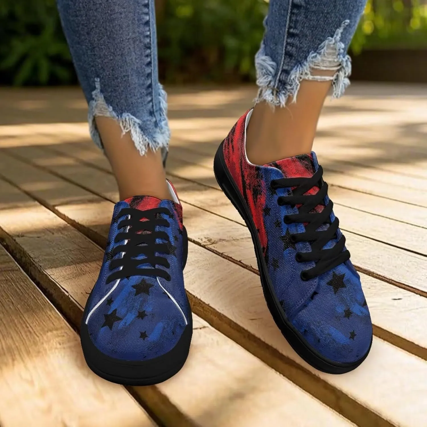 Canvas Sneakers for Women Low Top Lace Up Shoes Comfortable Canvas Tennis Shoes with Anti Skid EVA Sole Dressy Flats
