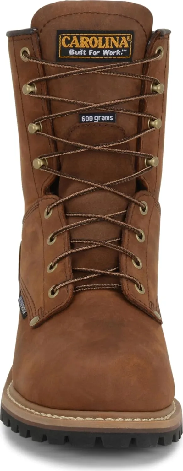 Carolina Elm 8” Waterproof Insulated Steel Toe Logger Boots for Men - Rugged Men’s Work Boots with 600g Thinsulate and Slip-Resistant Outsoles
