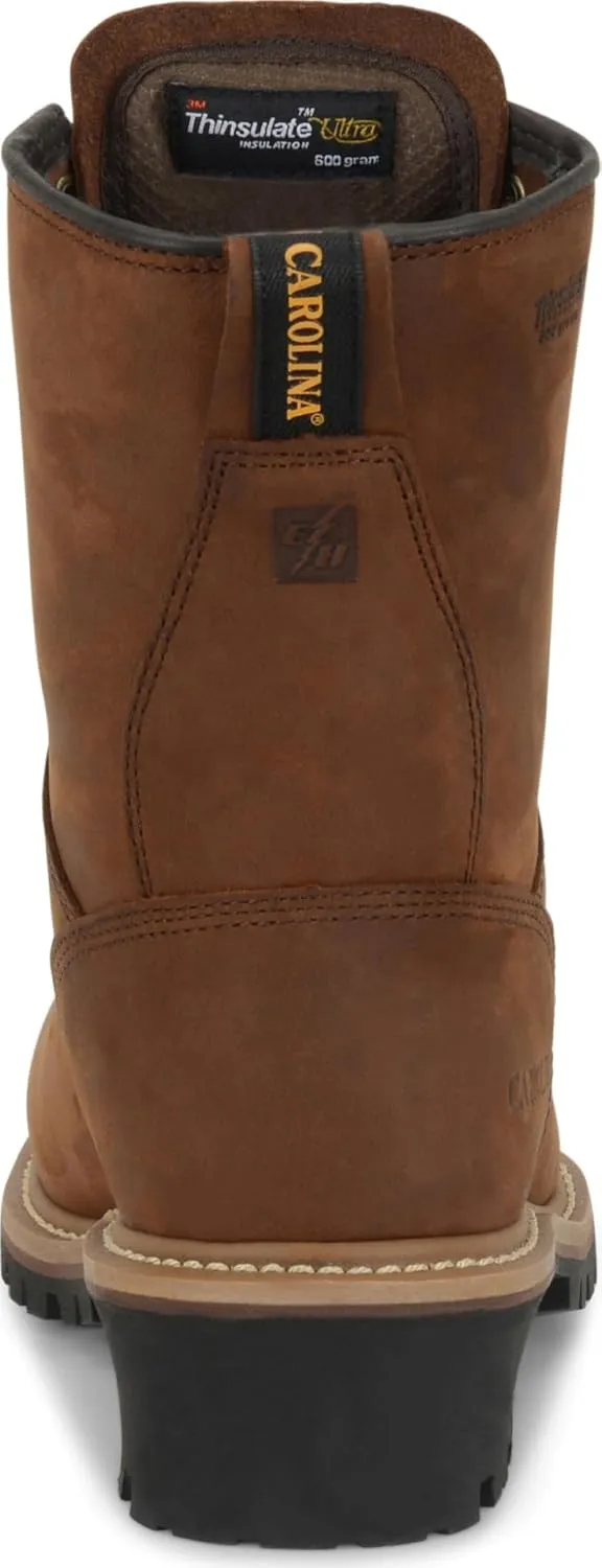 Carolina Elm 8” Waterproof Insulated Steel Toe Logger Boots for Men - Rugged Men’s Work Boots with 600g Thinsulate and Slip-Resistant Outsoles