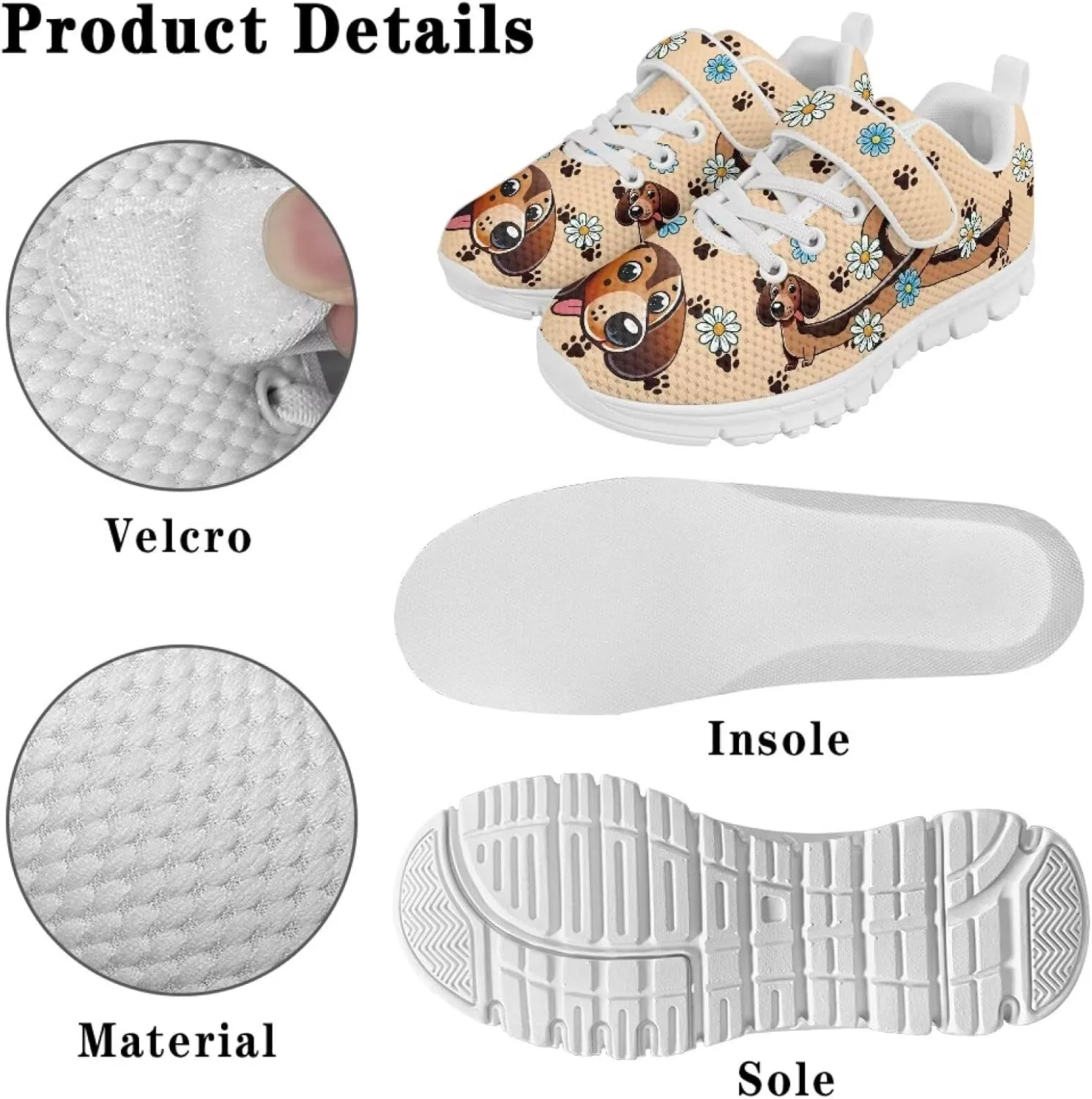 Cartoon Animals Kids Shoes Boys Girls Sneakers Unisex Lightweight Running Shoes Breathable Athletic Fitness Sneakers for Little Kid SizeUS11-15