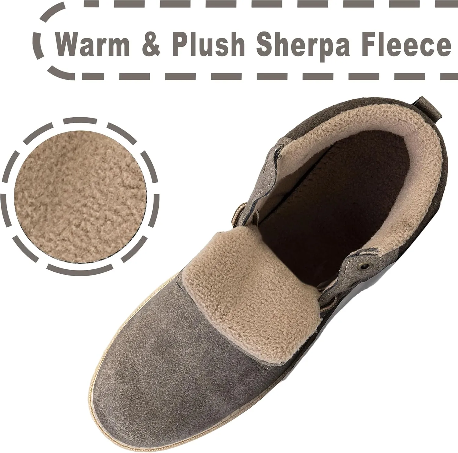 CC-Los Men's Winter Snow Boots with Sherpa Fleece Lining Waterproof Slip-Resistant Insulated Size 7.5-14