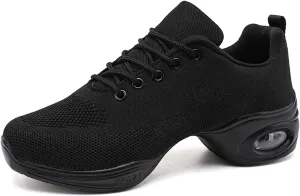 CERYTHRINA Women's Dance Shoes Lace-up Jazz Shoes Breathable Mesh Sneakers Air Cushion Athletic Walking Shoes