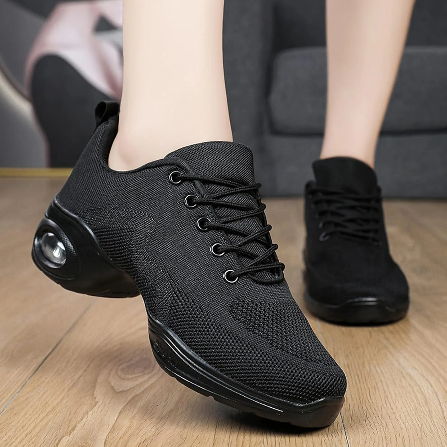 CERYTHRINA Women's Dance Shoes Lace-up Jazz Shoes Breathable Mesh Sneakers Air Cushion Athletic Walking Shoes