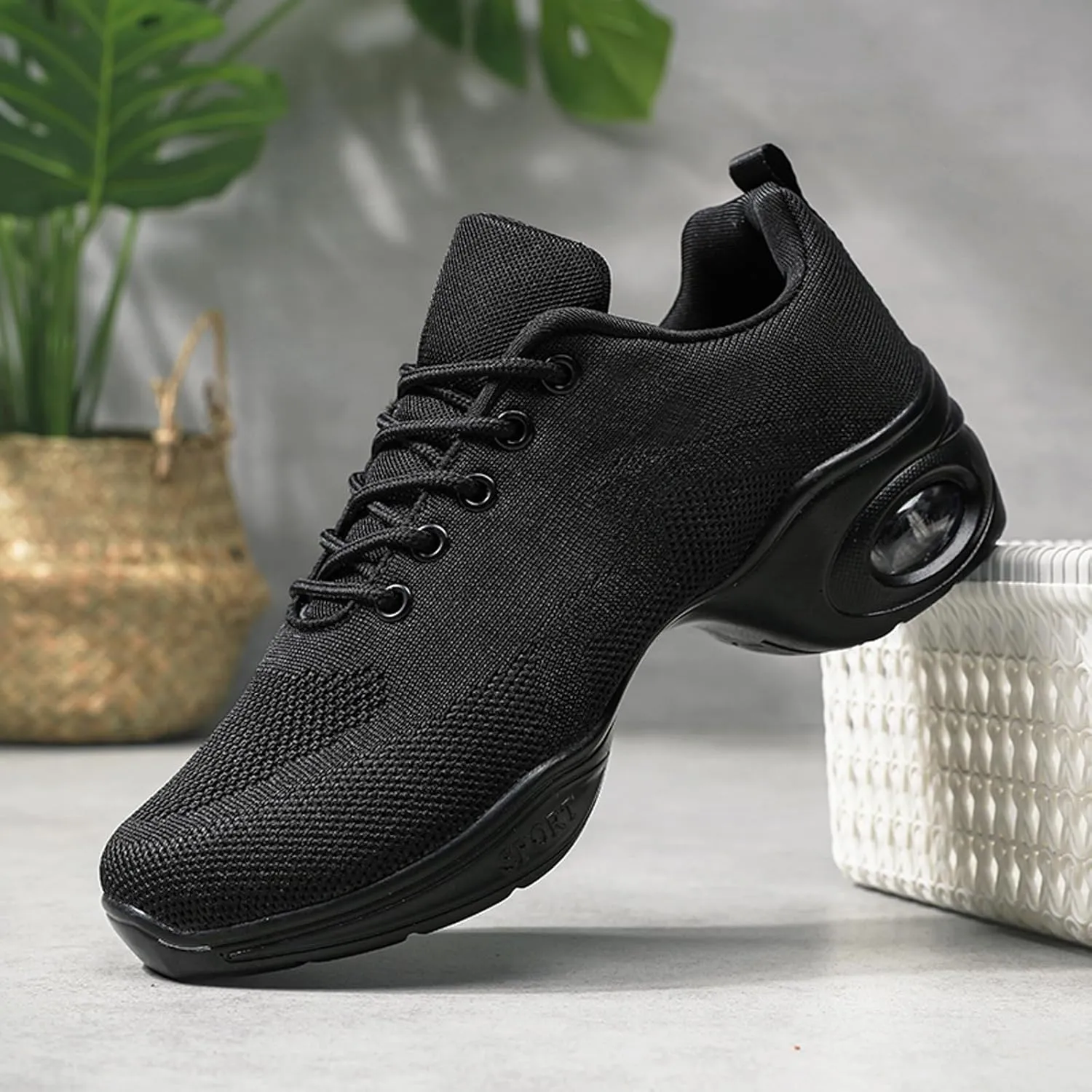 CERYTHRINA Women's Dance Shoes Lace-up Jazz Shoes Breathable Mesh Sneakers Air Cushion Athletic Walking Shoes