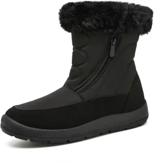 Cheval Winter Snow Zip Up Boots for Women, Fur Lined Warm Ankle Booties, Outdoor Anti-slip Waterproof Comfortable Short Boot, Botas De Invierno Para Mujert
