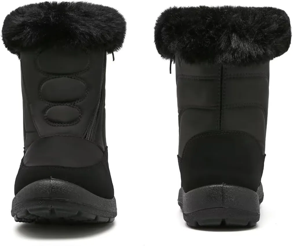 Cheval Winter Snow Zip Up Boots for Women, Fur Lined Warm Ankle Booties, Outdoor Anti-slip Waterproof Comfortable Short Boot, Botas De Invierno Para Mujert