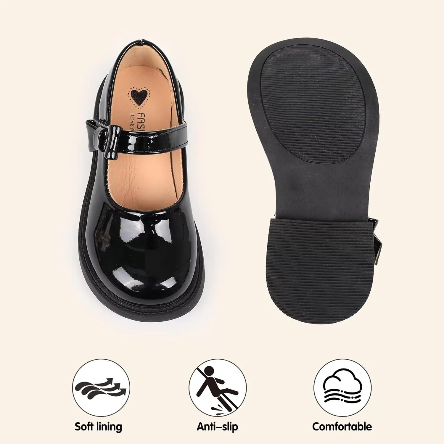 CIOR Toddler Little Girls Mary Jane Dress Shoes School Party Princess Dress Shoes for Girls Flats