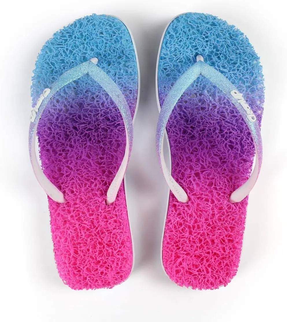 CLEANUP Flip Flops | Flat Colorful Blue | Exfoliating, Massaging and Relaxing | Comfortable & Lightweight Thong Sandals | 100% Vegan Recyclable Fibers |