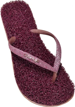 CLEANUP Flip Flops | Flat Shine Rose | Exfoliating, Massaging and Relaxing | Comfortable & Lightweight Thong Sandals | 100% Vegan Recyclable Fibers |