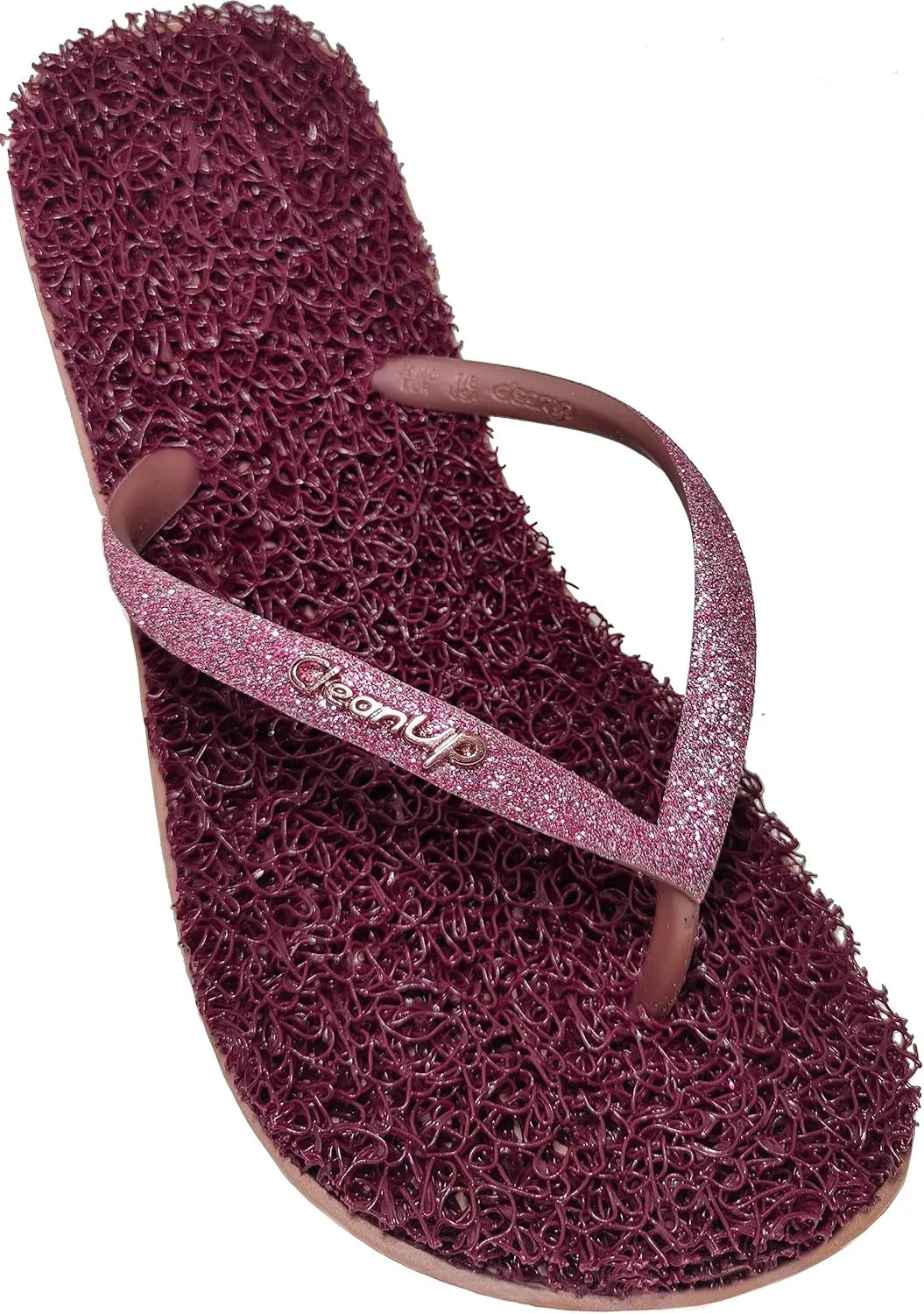 CLEANUP Flip Flops | Flat Shine Rose | Exfoliating, Massaging and Relaxing | Comfortable & Lightweight Thong Sandals | 100% Vegan Recyclable Fibers |