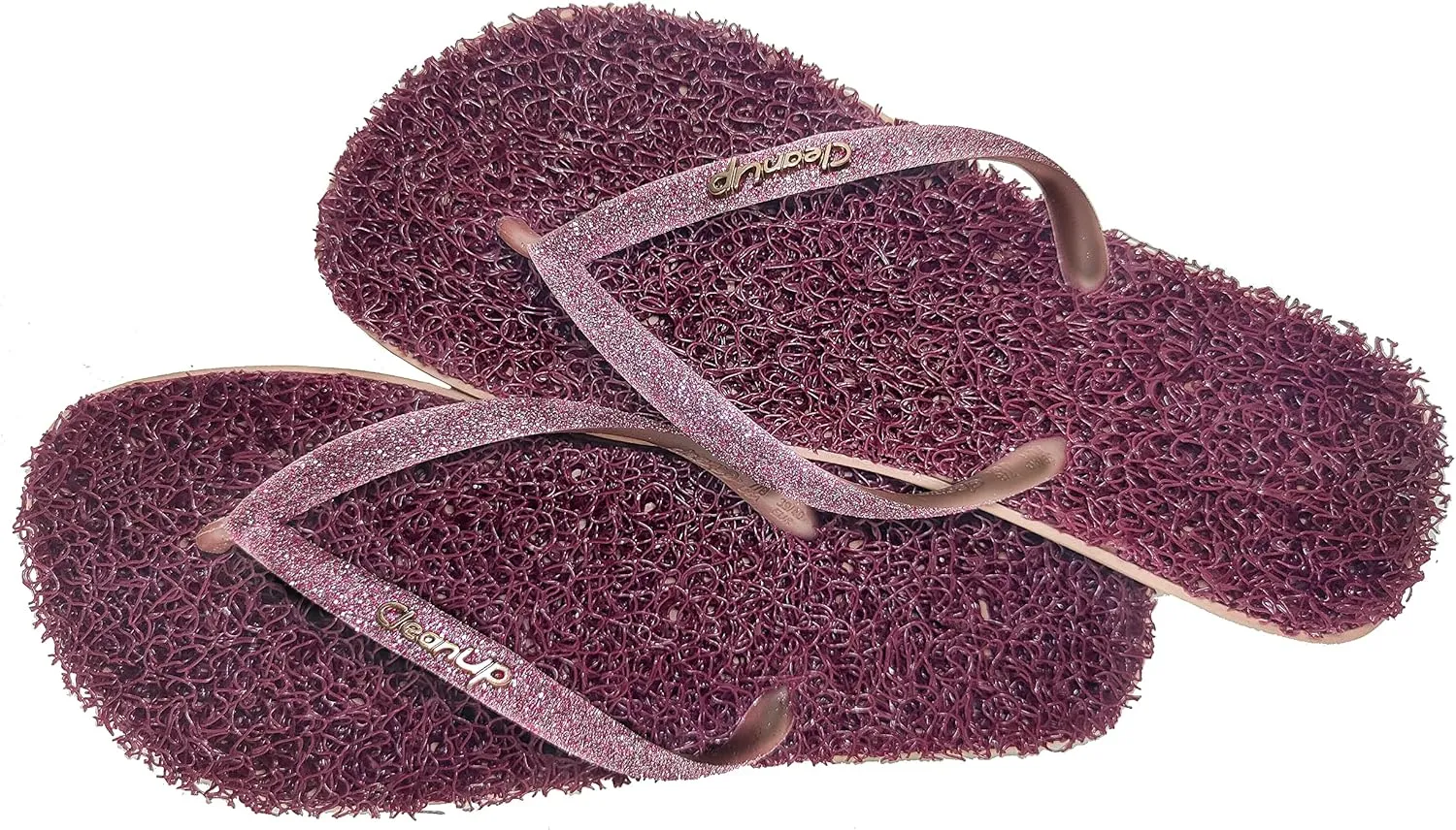CLEANUP Flip Flops | Flat Shine Rose | Exfoliating, Massaging and Relaxing | Comfortable & Lightweight Thong Sandals | 100% Vegan Recyclable Fibers |