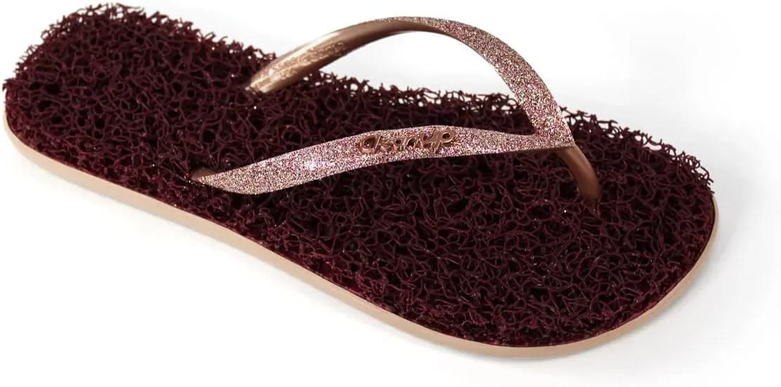 CLEANUP Flip Flops | Flat Shine Rose | Exfoliating, Massaging and Relaxing | Comfortable & Lightweight Thong Sandals | 100% Vegan Recyclable Fibers |