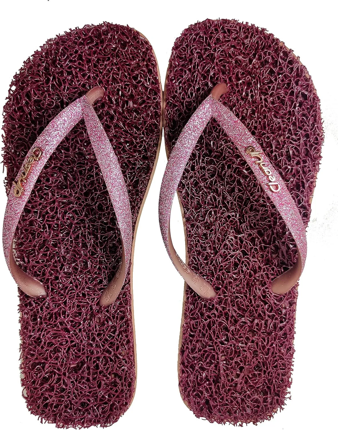 CLEANUP Flip Flops | Flat Shine Rose | Exfoliating, Massaging and Relaxing | Comfortable & Lightweight Thong Sandals | 100% Vegan Recyclable Fibers |