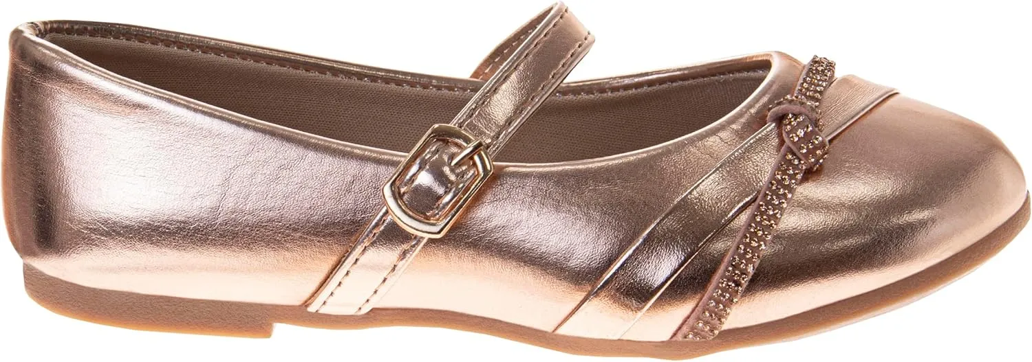 Closed Toe Dress Ballerina Flats - Stylish Formal Patent Mary Jane Wedding Party Shoes (Toddler - Little Kid - Big Kid)