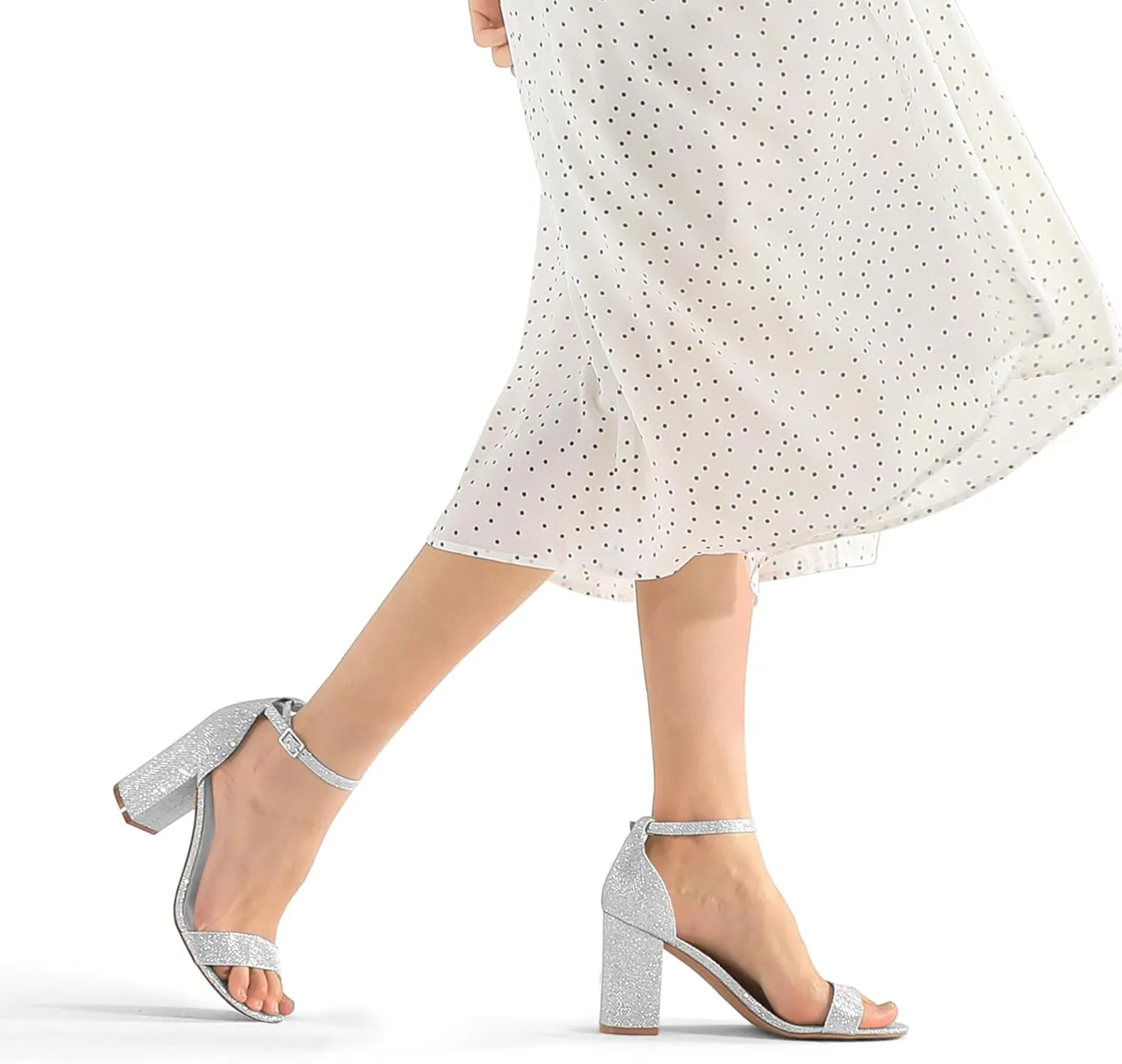 COASIS Women's Chunky Block Heels Open Toe Ankle Strap 3.5 Inch Heeled Sandals