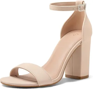 COASIS Women's Chunky Block Heels Open Toe Ankle Strap 3.5 Inch Heeled Sandals