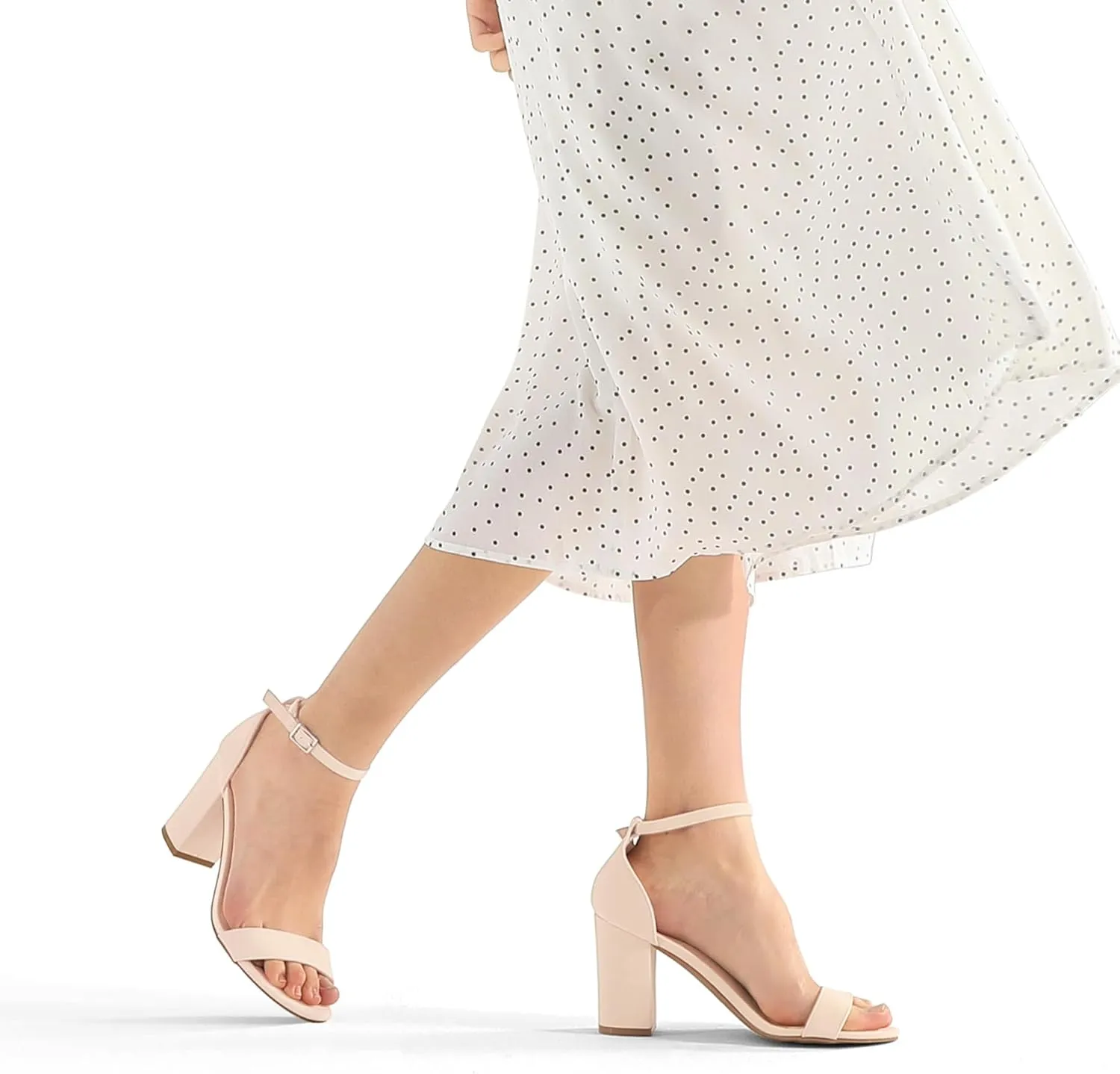 COASIS Women's Chunky Block Heels Open Toe Ankle Strap 3.5 Inch Heeled Sandals