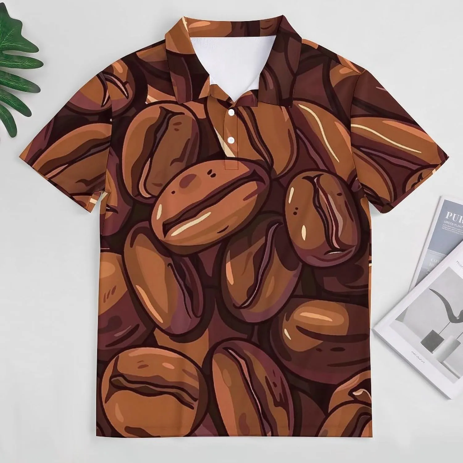 Cocoa Coffee Beans Men's Polo Shirt Lightweight Golf Shirts Short Sleeve T-Shirt Summer Tees Tops