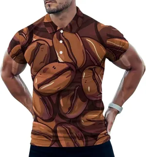 Cocoa Coffee Beans Men's Polo Shirt Lightweight Golf Shirts Short Sleeve T-Shirt Summer Tees Tops