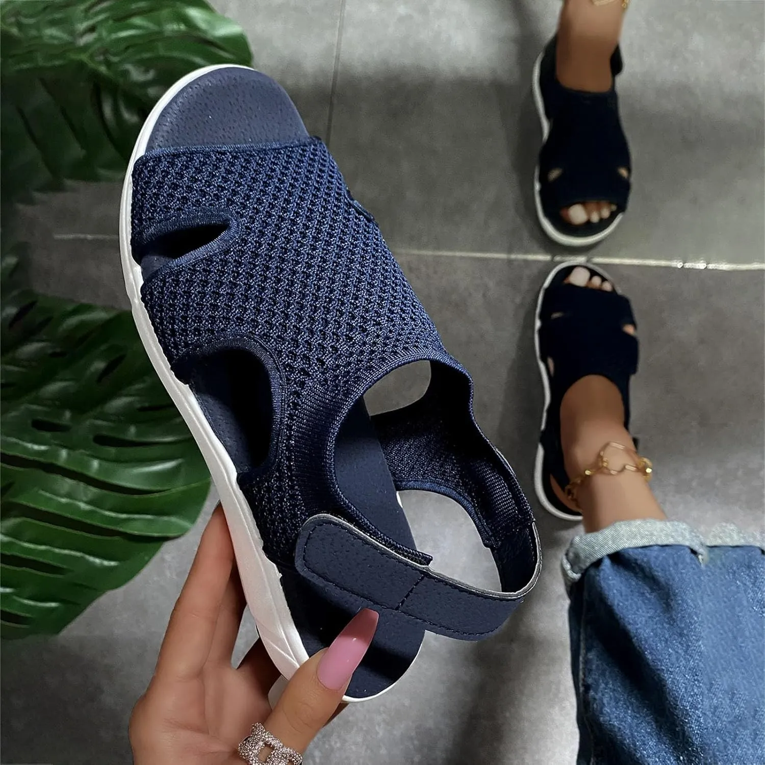 Comfortable Walking Sandals for Women,Orthopedic Sandals for Women Arch Support Hiking Sandals Casual Open Toe Sport Sandals Lightweight Athletic Sandals with Hook and Loop Straps for Beach Vacation