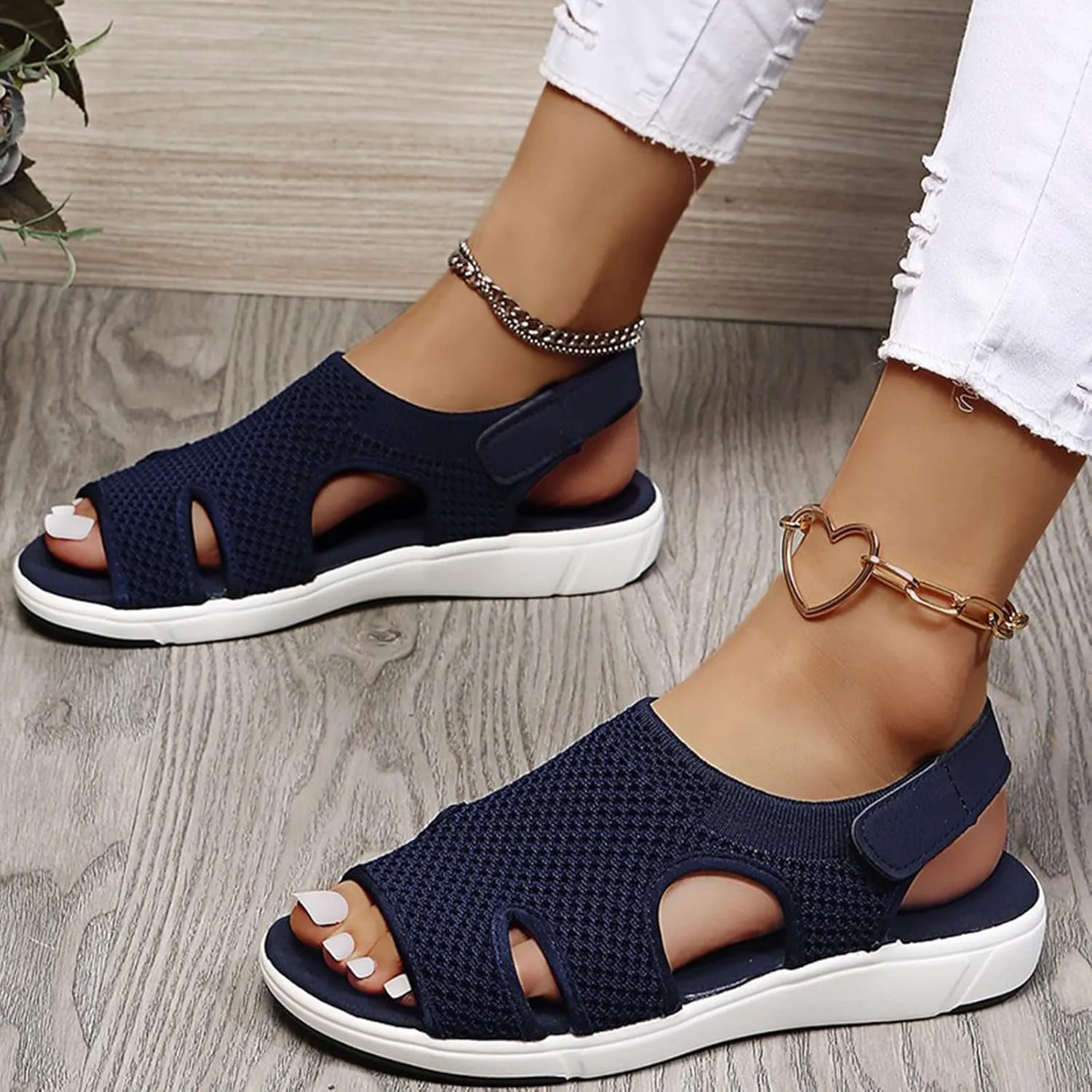 Comfortable Walking Sandals for Women,Orthopedic Sandals for Women Arch Support Hiking Sandals Casual Open Toe Sport Sandals Lightweight Athletic Sandals with Hook and Loop Straps for Beach Vacation
