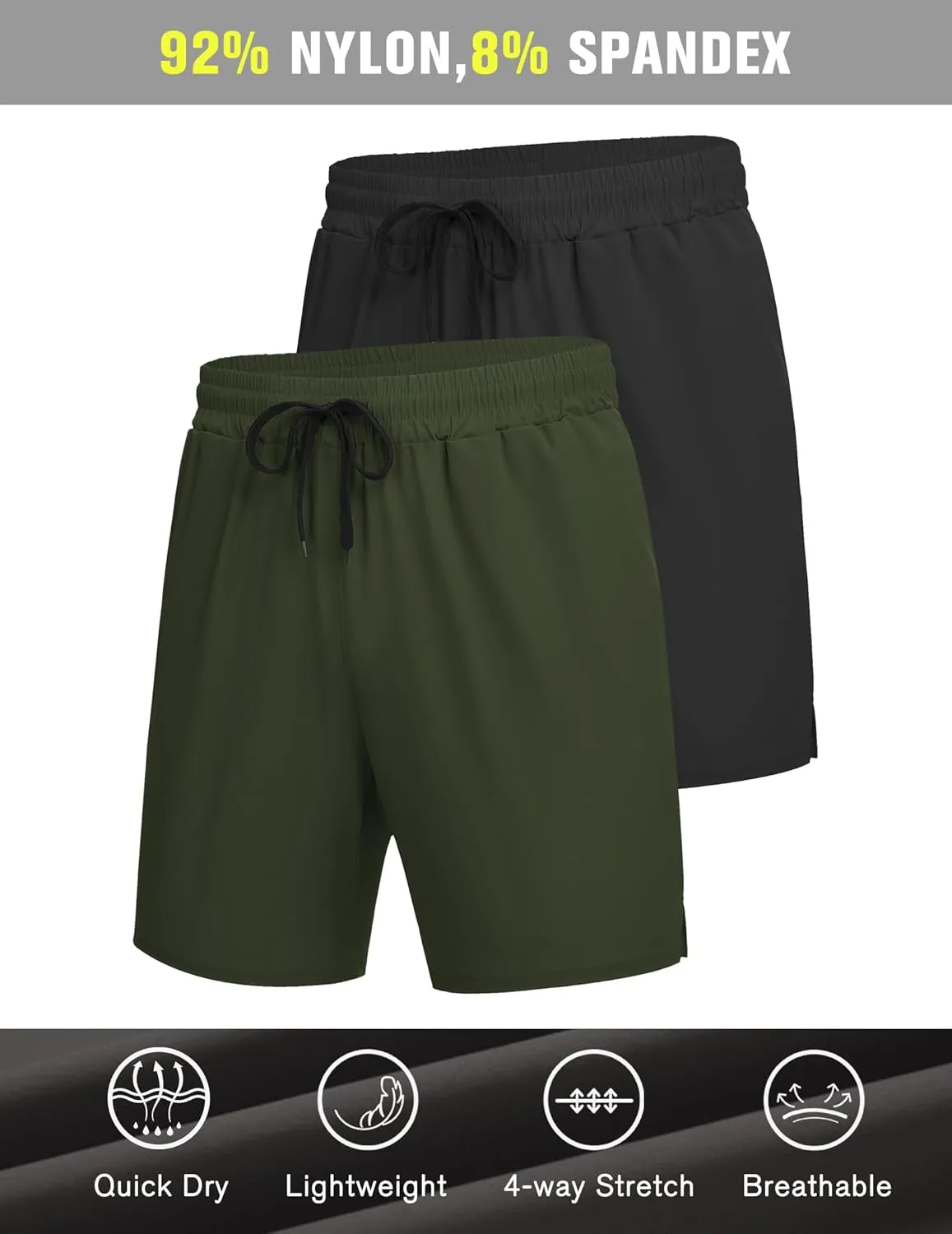COOFANDY Men's Athletic Running Shorts Quick Dry Lightweight Gym Workout Training Sports Shorts with Pockets