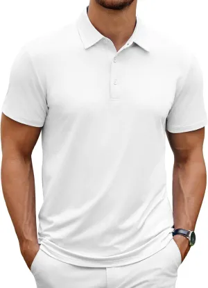 COOFANDY Men's Polo Shirt Golf Dry Fit Performance Short Sleeve Moisture Wicking Athletic Polo Collared Tennis T-Shirt