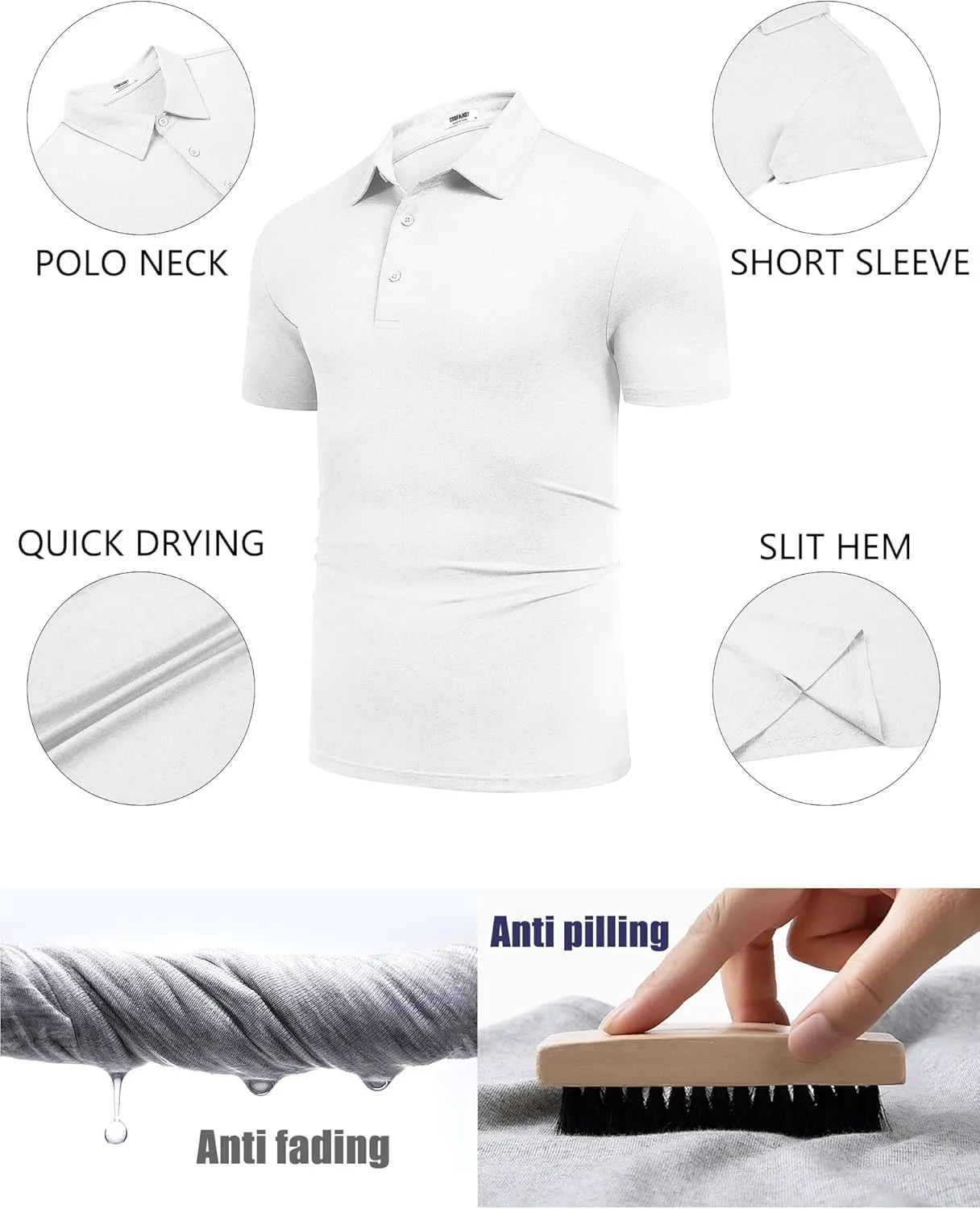 COOFANDY Men's Polo Shirt Golf Dry Fit Performance Short Sleeve Moisture Wicking Athletic Polo Collared Tennis T-Shirt