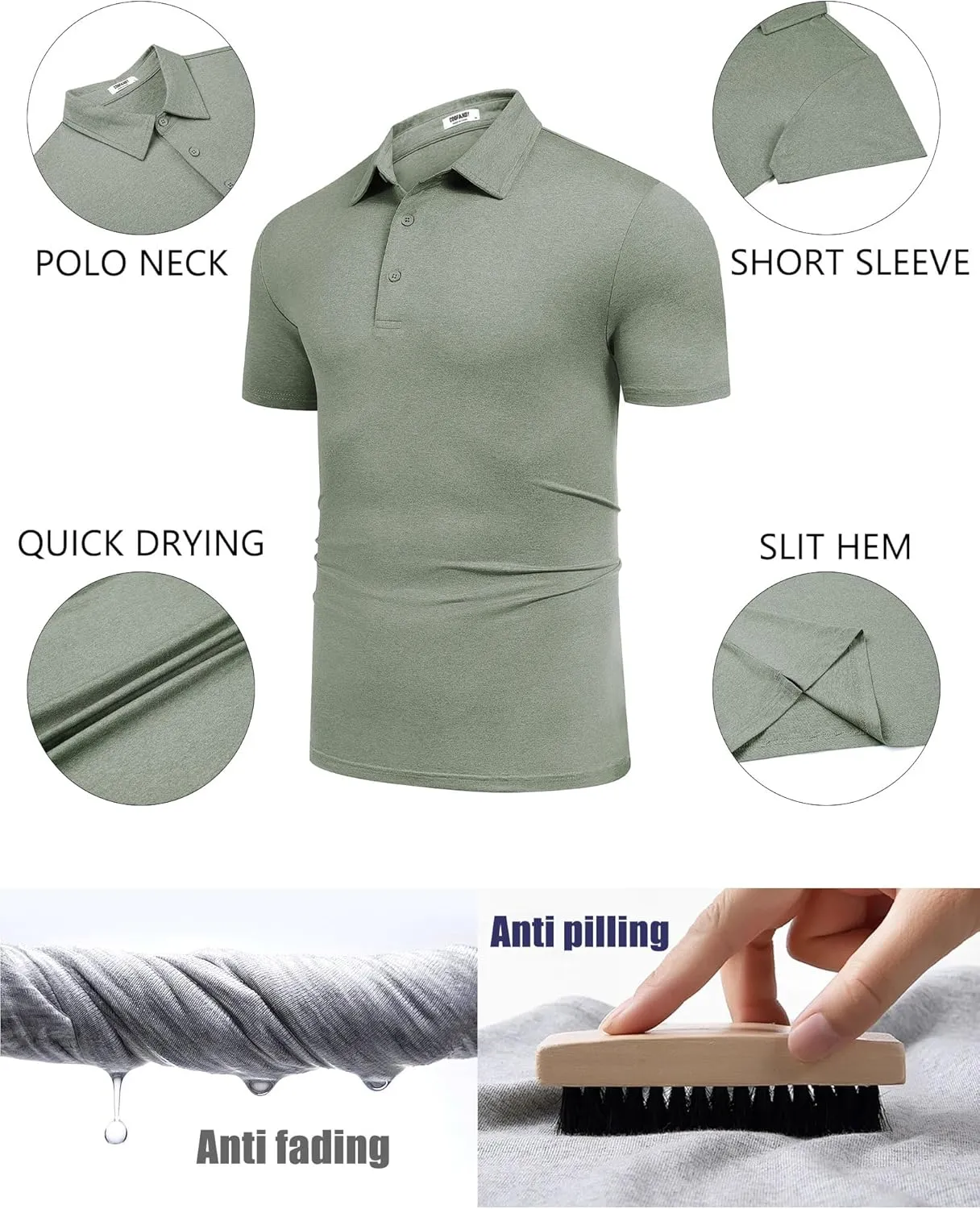 COOFANDY Men's Polo Shirt Golf Dry Fit Performance Short Sleeve Moisture Wicking Athletic Polo Collared Tennis T-Shirt