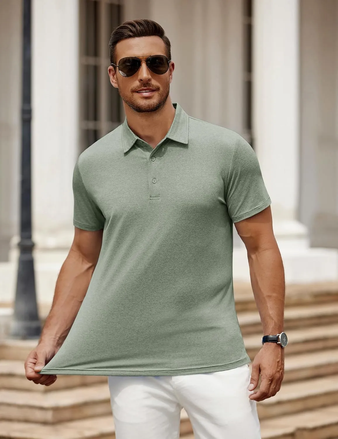 COOFANDY Men's Polo Shirt Golf Dry Fit Performance Short Sleeve Moisture Wicking Athletic Polo Collared Tennis T-Shirt