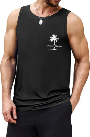 COOFANDY Mens Tank Tops Beach Summer Sleeveless Graphic T Shirts Palm Tree Vacation Quick Dry Muscle Tank