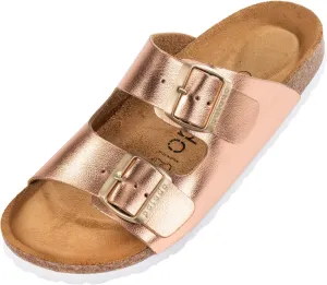 Corfu Women's Sandals - Fashion Women's Sport Sandals - Women's Sandals with 2 Adjustable Straps - Men's Sandals with Thin Suede Sole and Natural Cork Insole, Metallic Pink, 5.5