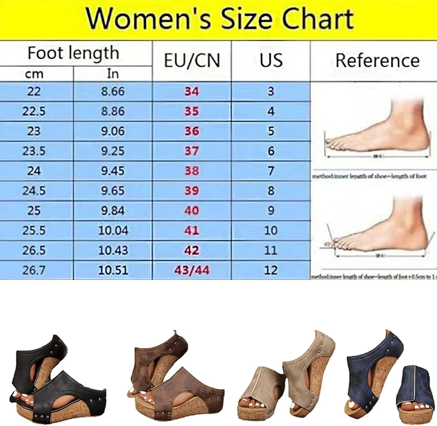 Cork Wedges & Platform Slides, Cork Wedges, Wedge Sandals for Women, Women's Comfy Platform Orthopedic Sandals, Comfy Leather Non-Slip Summer Sandals