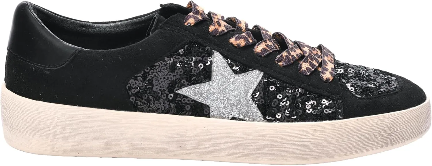 Corkys Footwear Hey Girl Womens Another Round Fashion Sneakers - Featuring a Star Patch and Studs On The Side, Lace-up Detail, and A Cushioned Footbed for All-Day Wear