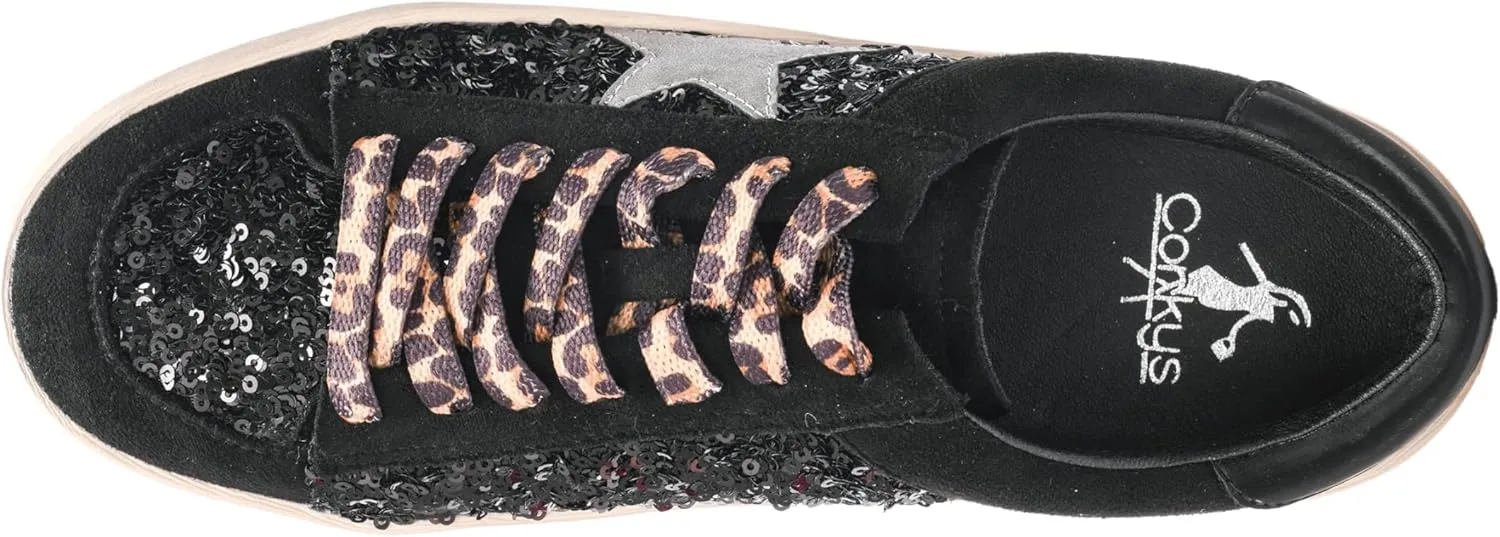 Corkys Footwear Hey Girl Womens Another Round Fashion Sneakers - Featuring a Star Patch and Studs On The Side, Lace-up Detail, and A Cushioned Footbed for All-Day Wear